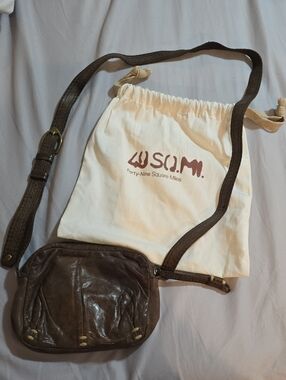 49 Square Miles Brown Leather Crossbody Bag with Adjustable Strap